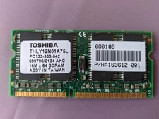 128MB PC-133 TOSHIBA THLY12N01A75L COMPAQ 163612-001 Laptop Stick PC133 SDR 3.3V
