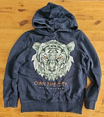 C&A Kaputzenpullover Sweatshirt Tiger Blau Gr. 146