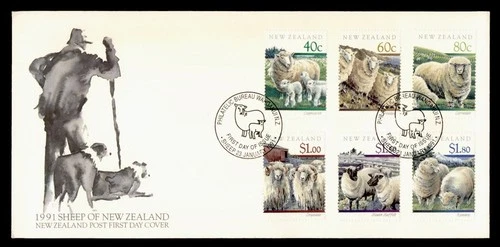 DR WHO 1991 NEW ZEALAND FDC SHEEP CACHET COMBO $1.80 M71921