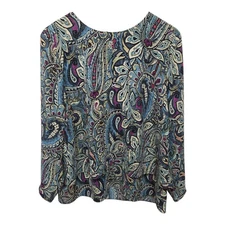 J. Jill Multicolor Paisley Layered Long Sleeve Scoop Tunic Top Size L Large