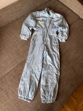 Vintage MCM Ski Suit One Piece Light Blue Gold Snowflake Embroidery Italy Sz M