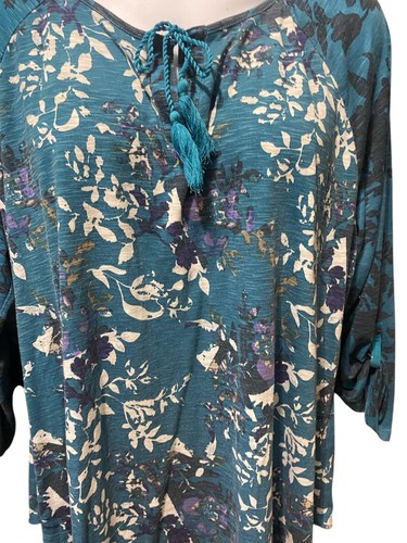 Style & Co Womens Tunic Top Size 3X Tassle Split Neck Roll Tab Long Sleeve - Bild 3 von 11