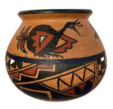 Native American Signed Hand Coiled Clay Bowl ...