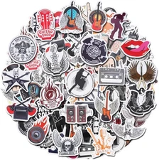 100Pcs Classic Rock Stickers, Rock and Roll Stickers, Rockabilly Band Decals, Cl