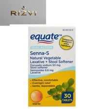 Equate Senna-S Laxative and Stool Softener Tablets for Constipation, 30 Count