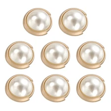 8pcs Metal Button 20mm Round Pearl Sewing Buttons for Coat Crafts, Gold