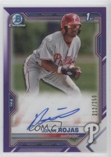 2021 Bowman Chrome Prospects Purple Refractor /250 Johan Rojas #CPA-JR Auto p7m