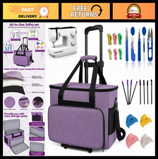 26 PCS Portable Sewing Machine Case Set with Wheels, Tools & Accessories, Fits S