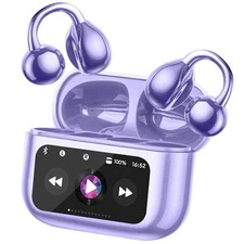 Open Ear Clip On Earbuds Intelligent Touch Color Screen Open Ear Wireless Blu...