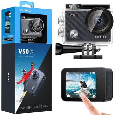 AKASO V50X Native 4K30fps WiFi Action Camera with EIS Touch Screen 4X Zoom 13...