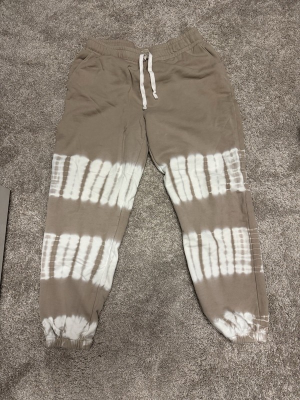 Madewell pants medium joggers drawstring casual cotton Tan/White
