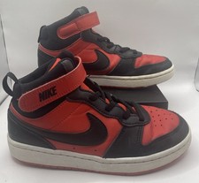 Nike Court Borough Mid 2 Black / Red Mid Tops CD7783-602 Size 2 Youth EUC