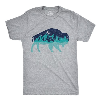 #ad #ad Mens Nature Bison T Shirt Funny Cool Outdoor Lovers Buffalo Tee for Guys $6.80