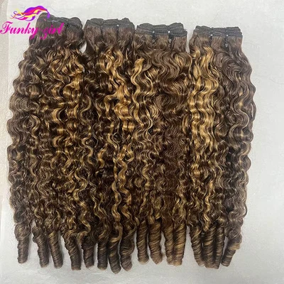 FUNKY GIRL 12A Burmese Curly Bundles 100% Echthaar Pixie Locken Weben Rohhaar
