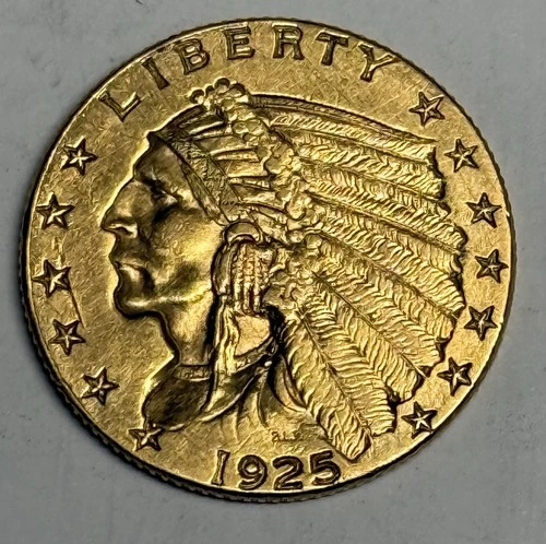 AU++ 1925-D Indian Head Gold Quarter Eagle (All Original!), U.S. $2.50 Type Coin