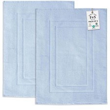 Feather  Stitch 2 Piece Towel Like Bath Mats 30x21 Inch 100 Cotton Terry Hotel