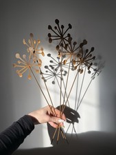 Set Of 5 Rusty Metal Wildflowers, Ornaments, Faux Flowers, Rustic Decor, NEW