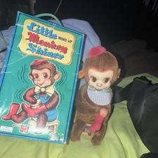 Little Monkey Shiner 1960s Wind-Up Walking Monkey Toy w/ Box