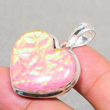 Pendentif Ovale En Opale Dendritique - Pierre Naturelle - Plaqué Argent - Fait Main En Inde