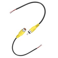 0.7FT RCA to Bare Wire Speaker Cable, Yellow RCA Male Female Plug, Pack of 2
