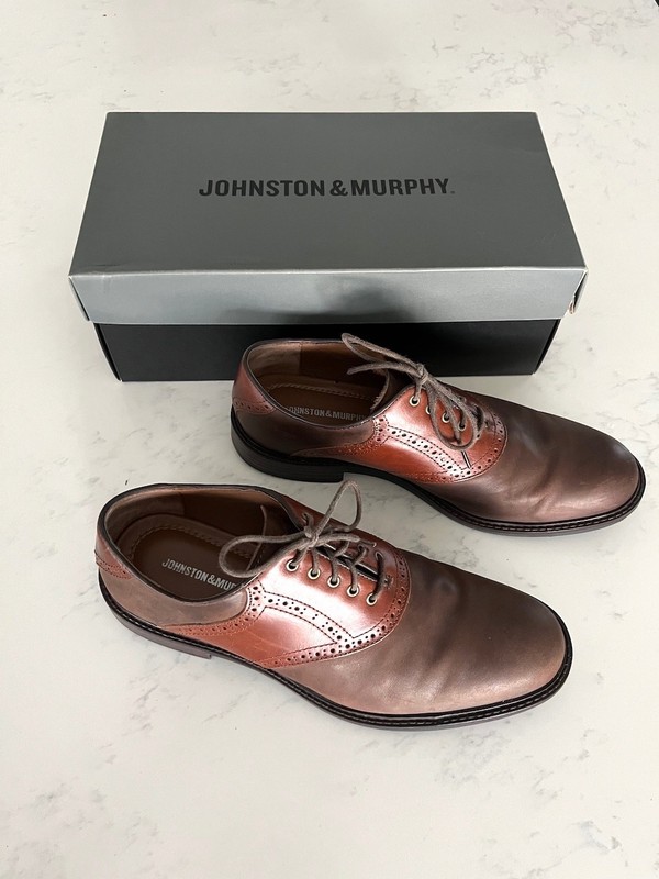 Johnston & Murphy Shoe Mens 10 Brown Nubuck Leather Tabor Saddle Oxford