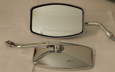 Chrome 7/8" 1" 22mm 25mm Round Bar End Mirror Diamond Cut-down Café For Harley - Foto 5