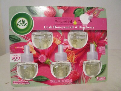 Air Wick Lush Honeysuckle and Raspberry Scented Oil Refills 5 Ct.