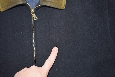 Polo Ralph Lauren Wool Jacket Mens L Black Full Zip Leather Polo Ralph Lauren Wool Jacket Mens L Black Full Zip Leather