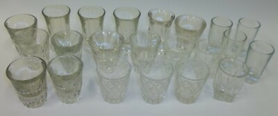 Lot of 22 Vintage Clear Glass Assorted Patterns Shot Glasses - Nice Barware