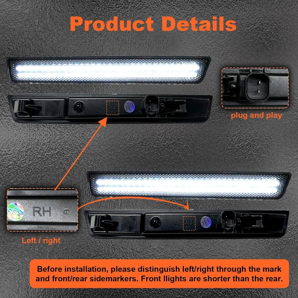 4x Parachoques delantero trasero ahumado para Dodge Challenger 2015-2022 LED luz de señalización lateral Foto 3 de 4