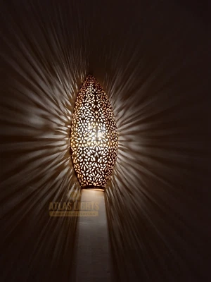 Moroccan Sconce Light Wall Fixture Decorative Engraved Copper Handmade