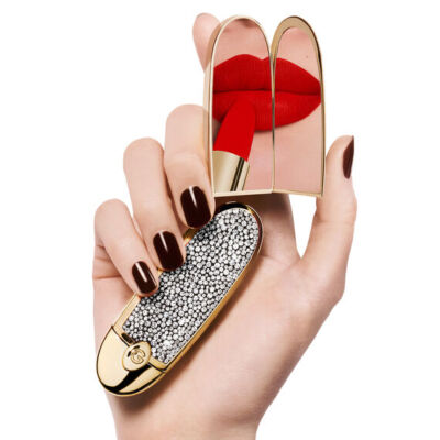 GUERLAIN ROUGE G ダブルミラーケース付き GUERLAIN ROUGE G Case LE STRASSE Rhinestone Gold Double Mirror JP