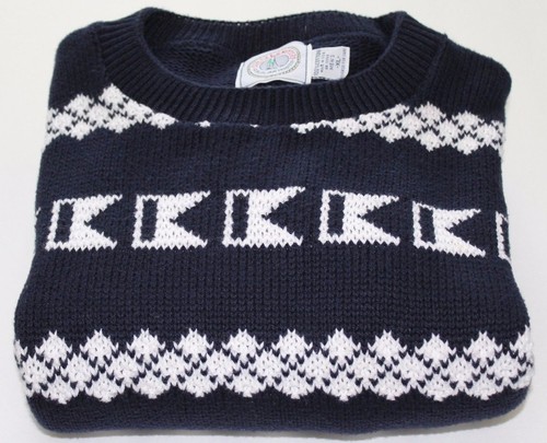 Cape Isle Knitters XL Crewneck Jumper Ski Sweater Geometric Blue Black USA - Picture 6 of 10