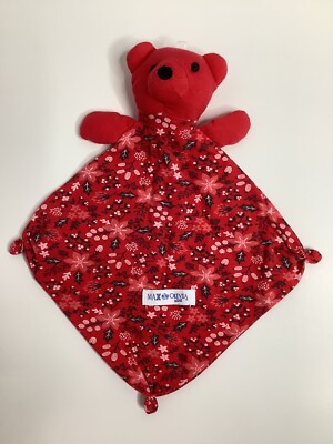 Max & Olivia Mini Lovey Security Blanket Teddy Bear Christmas Holly Poinsettia