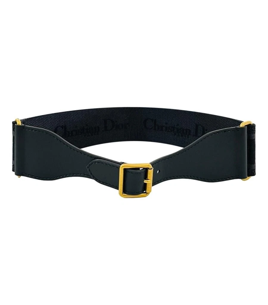 Ceinture brodée logo Christian Dior toile & cuir