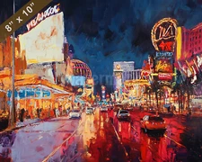 Las Vegas with Fremont Street oil painting 8x10 Print