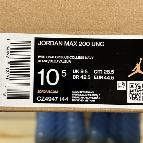 Air Jordan Max 200 White Sneakers UNC Tar Heels PE, CZ4947-144 Men's Size 10.5 - 第 10/10 張圖片