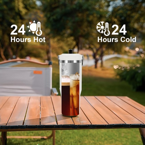 30 Oz Tumbler With Flip Straw Vacuum Insulated Stainless Steel Water Bottle For - Picture 5 of 9