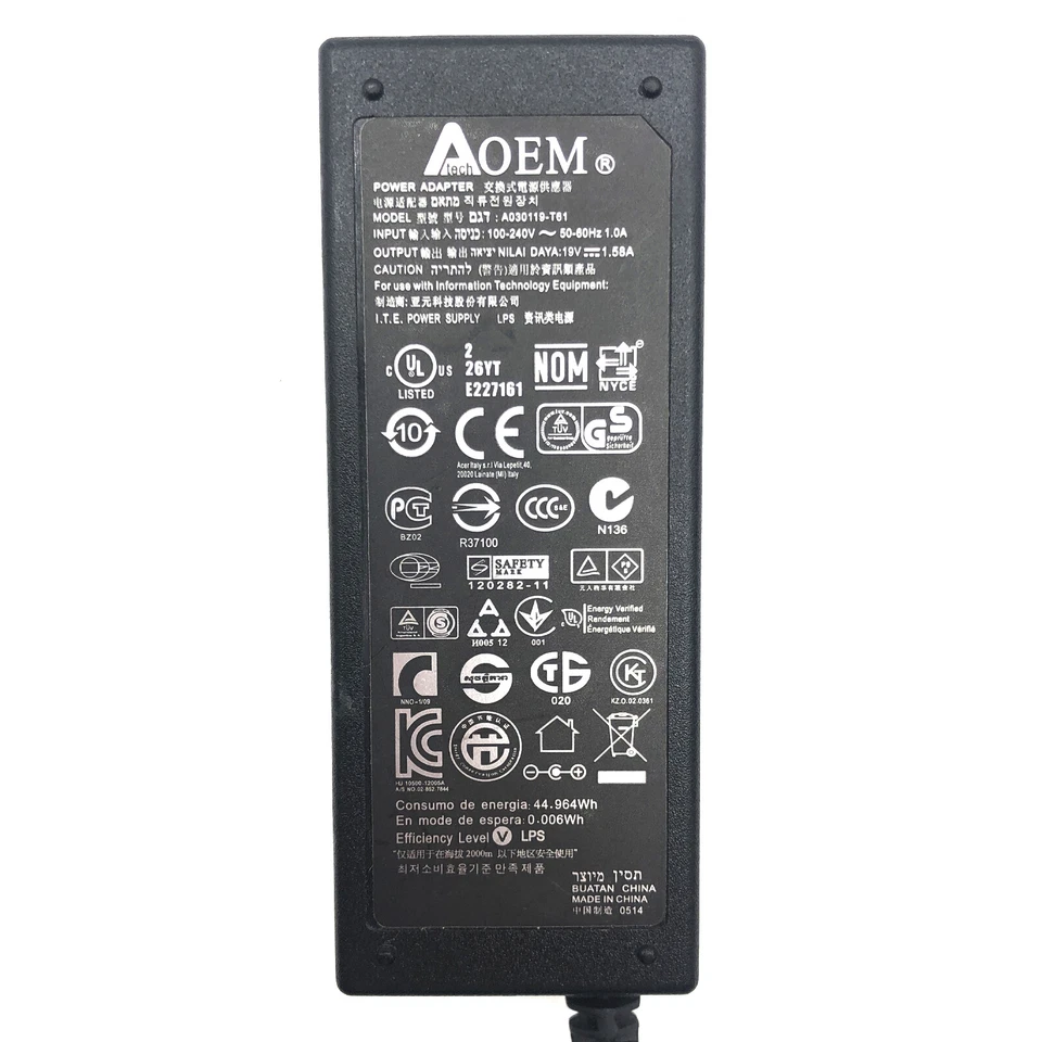 Cargador Adaptador Atech Original 30W para Portátil Acer Aspire One 722 D255 KAV60 Foto 3 de 4