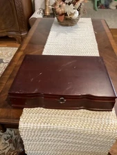 Vintage Wood Silverware Flatware Storage Box or Chest