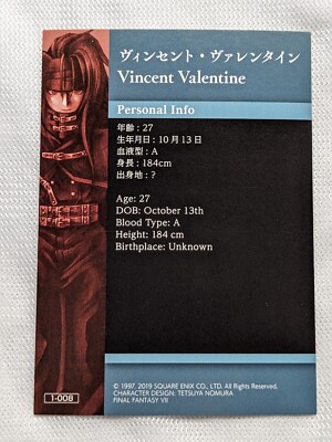 Vincent Valentine Final Fantasy 7 Square Enix No.1-008 Japanese