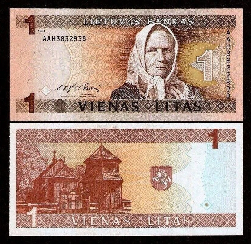 Lithuania 1 LITAS P-53 1994 Pre Euro UNC Lithuanian World Currency Ex-USSR NOTE - Image 3 of 3