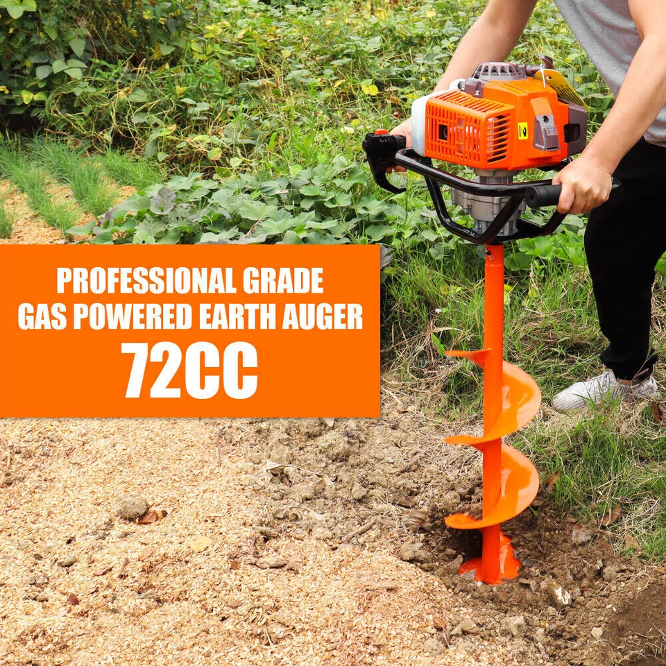 Excavadora de orificios de poste a gas de 2 tiempos 72cc con brocas de barrena de tierra de 6" 10" Foto 2 de 4