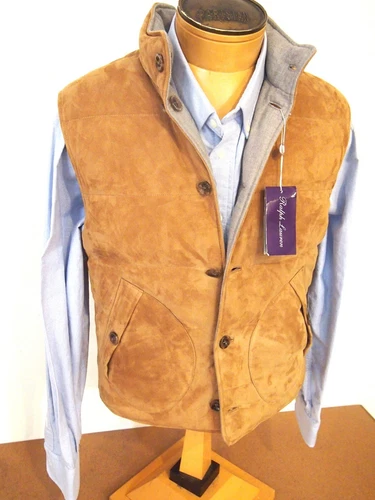 Ralph Lauren Purple Label Reversible Suede / Wool Down Fill Vest NWT Small $2995 - product listing photo