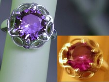 Purple Color Change Lab Alexandrite Size 5 Ring 925 Sterling Silver 5ct USA Made