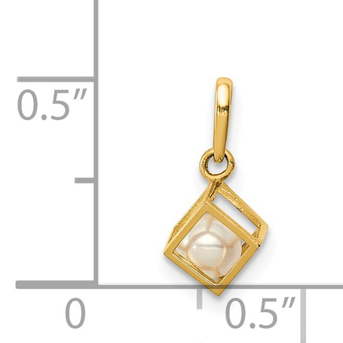 Lex & Lu 14k Yellow Gold Square with FWC Pearl Pendant - Picture 4 of 4