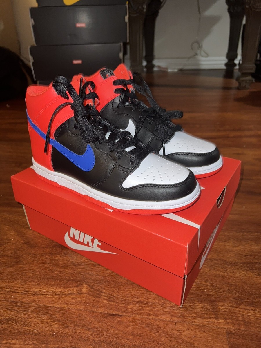 nike dunk high black bright crimson