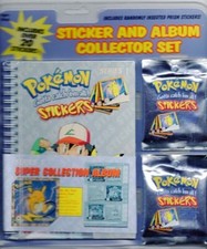 POKEMON STICKER SET SERIES 1 ALBUM in RIGID PLASTIC  30 PACKS in BOX  RARE  