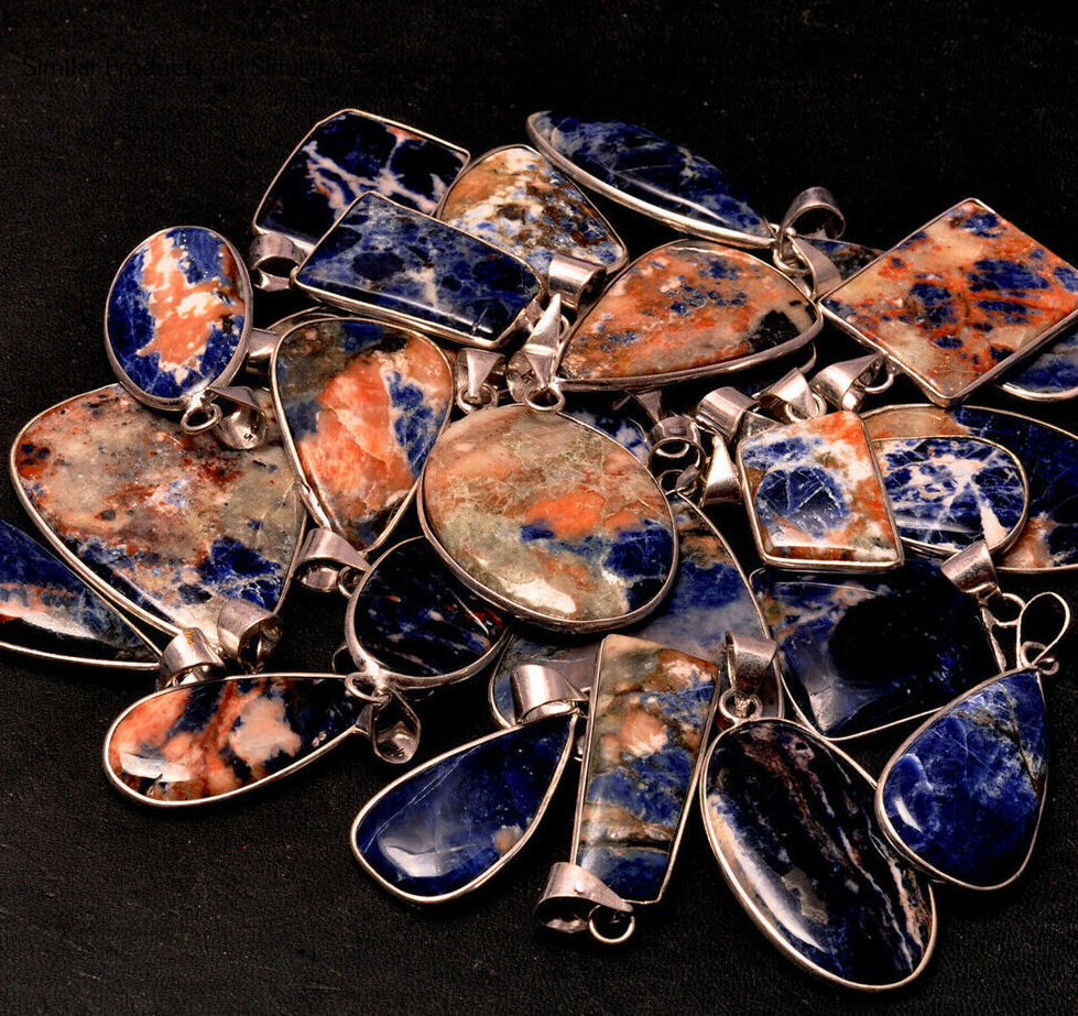 Sodalite Gemstone 925 Sterling Silver Plated Wholesale Bezel