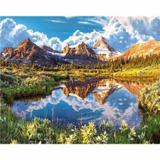 Paint By Numbers Adults kids Mountain Lake Land DIY Painting Kit 40x50CM Canvas